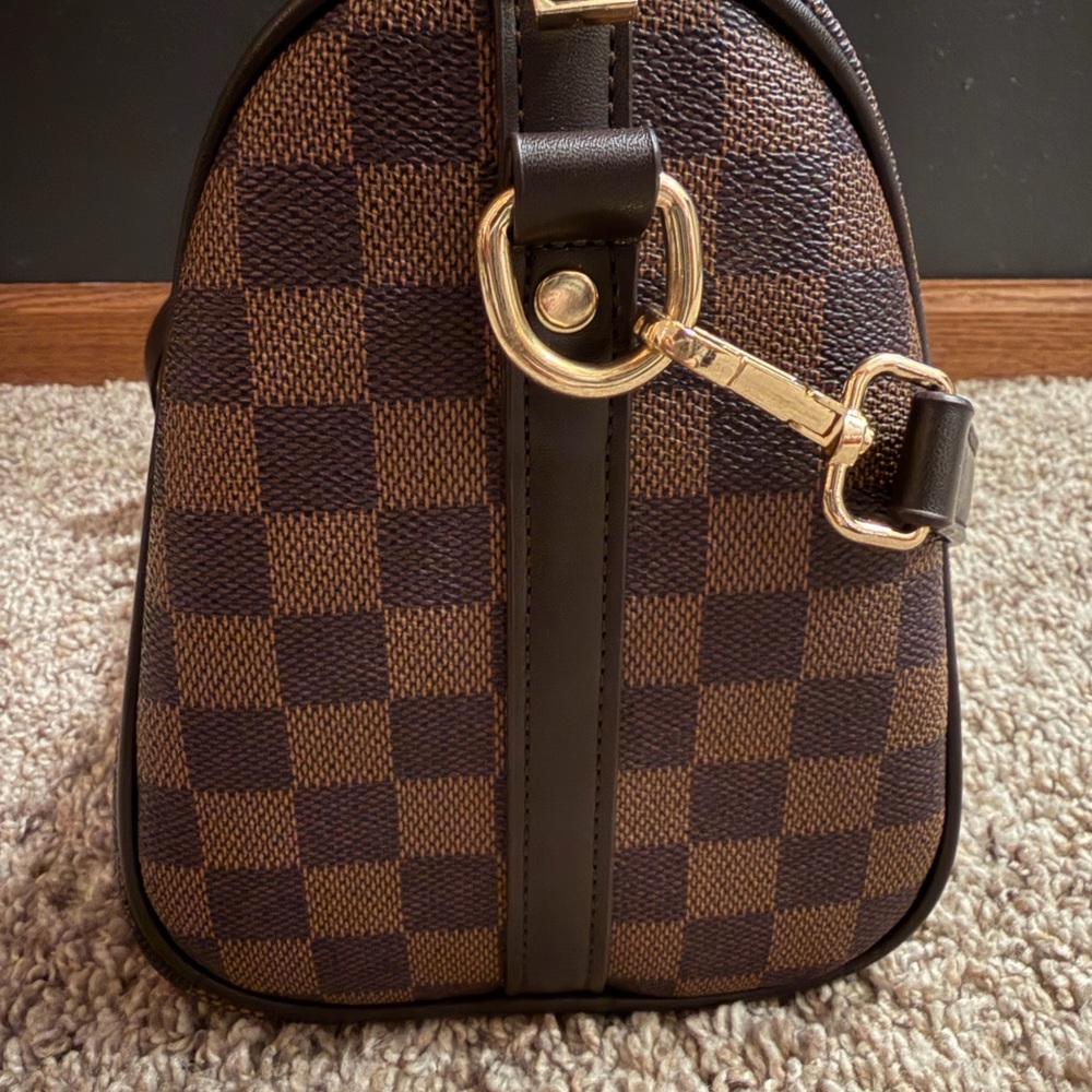 Brown Checkered Handbag - image 2